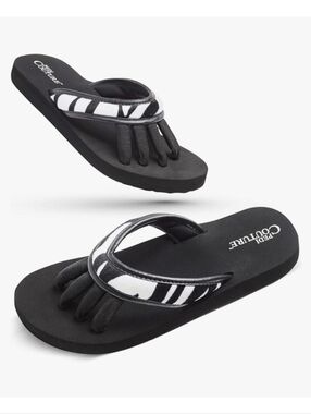 PEDI COUTURE Comfort Women's Toe•Post Sandals ▪︎ Zebra Print ▪︎ Sz MD 7/8